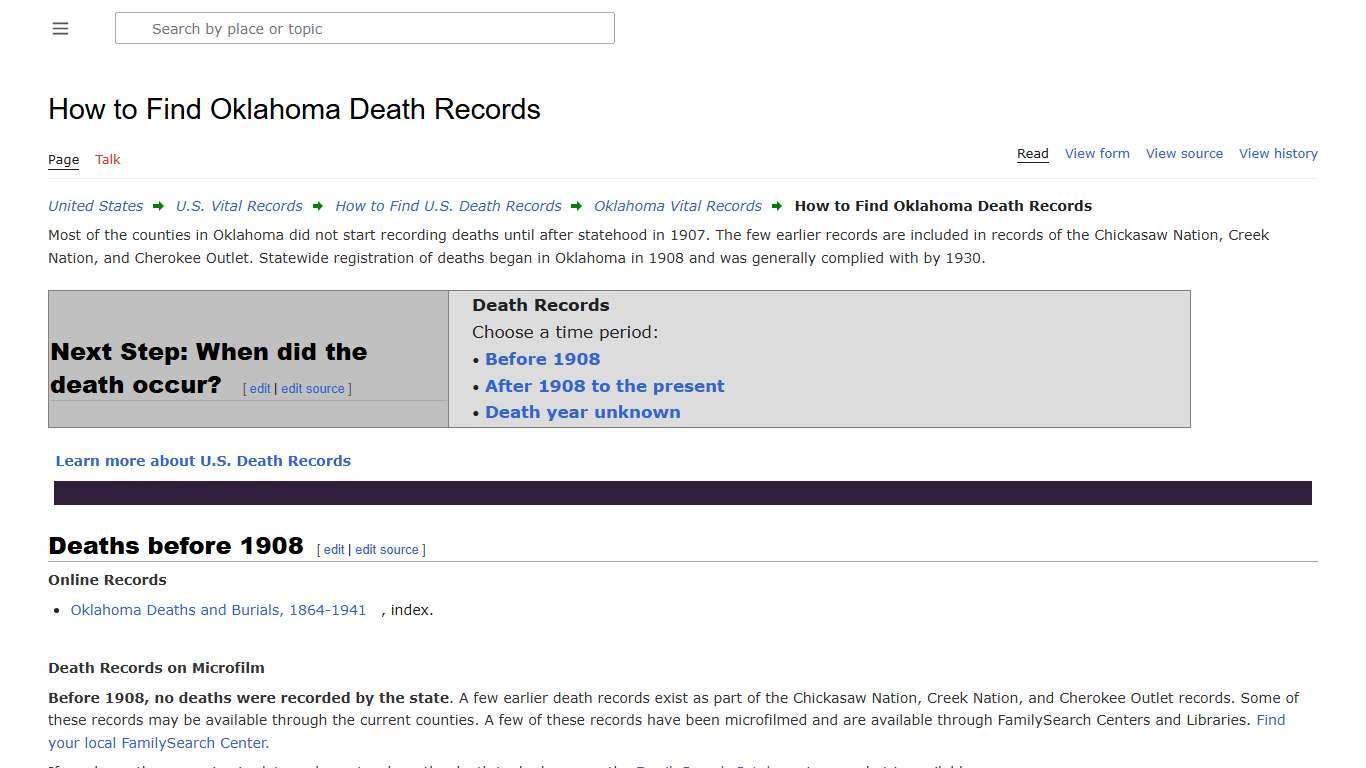How to Find Oklahoma Death Records • FamilySearch